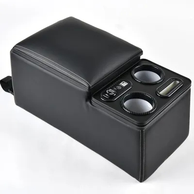 Productafbeelding van Auto-opbergdoos voor de middenconsole, zwart, met 2 bekerhouders en draadloze oplaadfunctie