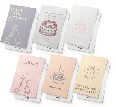 Grußkarten-Set BIRTHDAY1, 12 Stück mit Umschlägen
