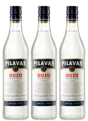 Produktbild von Ouzo Pilavas Nektar 3x 0,7l 40% Vol. | Aus Griechenland | Qualitativ Hochwertig | + 20ml Jassas Olivenöl
