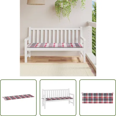 Produktbild von The Living Store Gartenbank-Auflage Rot Karomuster 150x50x3 cm Oxford-Gewebe