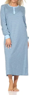 Produktbild von Normann Damen Nachthemd mit Bündchen in Kuschel Interlock Qualität – auch in Übergrößen ; hellblau , 56