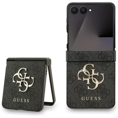 Obrázok produktu pre Puzdro na mobilný telefón Guess Galaxy Z Flip7 vzor umelá koža sivá Big Logo zlatej farby