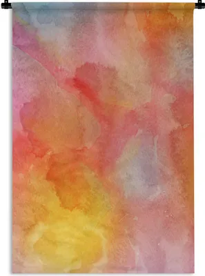 Produktbild von MuchoWow® Wandteppich Wandbehang Aquarell - Gelb - Rot - Orange 60x90 cm Tapisserie Dekoration Wandtuch - Foto-Teppich - Abwaschbar