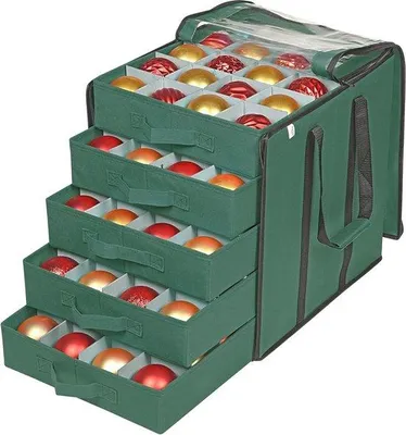 Productafbeelding van Famanu opbergdoos voor kerstornamenten - capaciteit voor 100 ornamenten - duurzame organizer met handgrepen