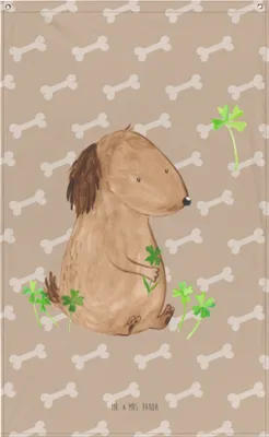 Produktbild von Mr. & Mrs. Panda Wandteppich Hund Kleeblatt - Hundeglück - Geschenk, Glück, Tapestry, Viel, Glücksbringer, Wandschmuck, Wandbild, Gobelin, Sprüche, Hängedeko