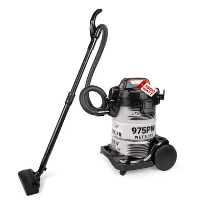Produktbild von Hitachi CV-975PW Nass- und Trockensauger 1600W Power, 30L Edelstahlbehälter 25L Trocken- & 20L Nassaufnahme - Zubehörset inkl. Bodendüse, Fugendüse