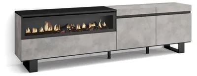 TV-Lowboard mit elektrischem Kamin, 200x57x35 cm, für TVs bis 80"