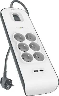 Produktbild von Belkin BSV604ca2m, 650 J, 6 AC-Ausgänge, Weiß, 2 m
