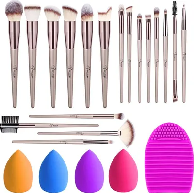 Image de Ensemble de Pinceaux à Maquillage BESTOPE 4 Éponges à Maquillage 1 Nettoyant de