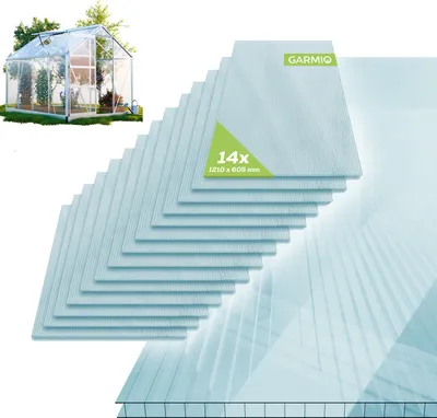 Produktbild von GARMIO® 14x Hohlkammerstegplatten ACRI 6mm 10,25 m² Doppelstegplatte 121x60,5 cm