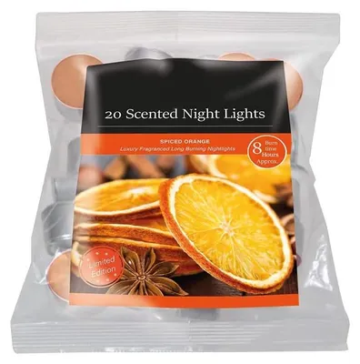Duftteelichter 20er-Pack, 8 h Brenndauer, Gewürzorange