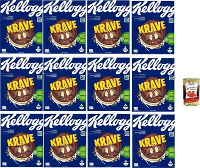 Produktbild von Krave Cookies & Cream | Keks und Cremegeschmack| Frühstückszerealien | breakfast cereals, 12x 375g + Italian Gourmet polpa 400g