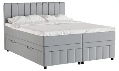Produktbild von Boxspringbett Doppelbett 160x200, Hellgrau, AVALON, mit Bettkästen, mit Matratze, mit Topper, Panda Möbel