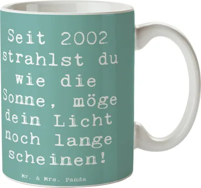 Produktbild von Mr. & Mrs. Panda haferl Spruch 2002 Geburtstag - Meeresbrise - Geschenk, strahlst du wie die Sonne, Kaffeetasse, Glückwunsch, Tasse, Geburtsjahr, Geburtstagsgeschenk