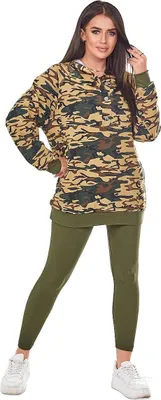 Immagine prodotto di set mimetico da 3 pezzi: Felpa, Top e Leggings, Khaki + Beige