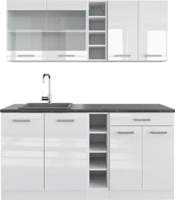 Image de Cuisine Vicco R-Line blanc brillant/blanc 160cm , PT Anthracite, Model 42122