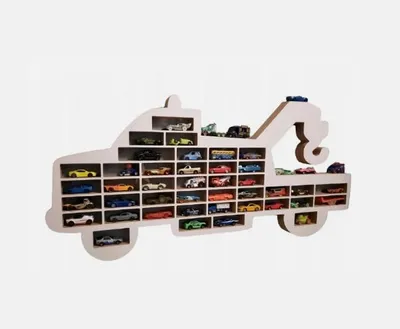 Produktbild von Wandregal für Spielzeugautos Hot Wheels Parking Autoregal Sammlervitrine Holz Schlepper