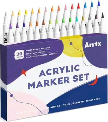 Zdjęcie produktu dla Markery pędzelkowe akrylowe ARRTX, 30szt podstawowe