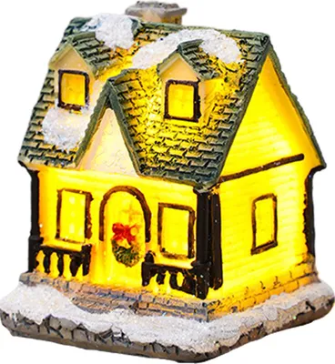 Produktbild von Weihnachtsdekorationen, Weihnachtshäuser aus Kunstharz, Miniaturlandschaften, leuchtende Schneehäuser, Weihnachtsgeschenke.
