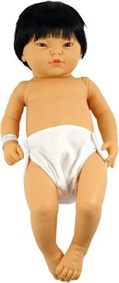 Produktbild von Babypuppe Junge 52 cm Vinyl Puppe mit Haar und Windel - realistisches Spielzeug