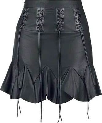 Produktbild von Gothicana by EMP Damen schwarzer Kunstleder-Minirock mit Schnürdetails L