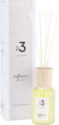 Image de Diffuseur Premium 100 ml N°3 Pinewood, My Senso, parfum d'ambiance, avec 5 bâtonnets en fibre, bâtonnets parfumés
