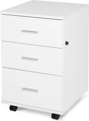 Image de HOMCOM Caisson de Bureau Rangement Bureau sur Roulettes 3 Tiroirs Verrouillables 40 x 40 x 61,5 cm Blanc