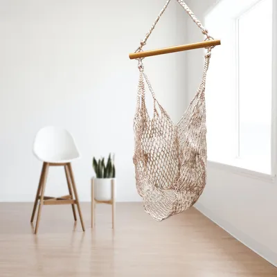 Produktbild von Jute-Hängesessel in Makramee-Optik - 225 x 45 cm - Naturfarben -20168