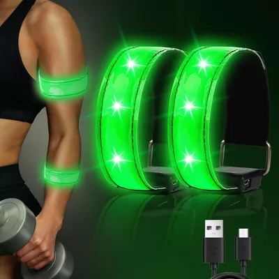Productafbeelding van 2 stuks led-lichtarmbanden, led-armband, oplaadbaar, reflecterende led-lichtarmband met USB, waterdichte reflectorband voor joggen