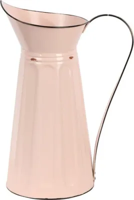 Produktbild von Dekorative Vintage-Blumenkanne in Puderrosa mit Antik-Effekt