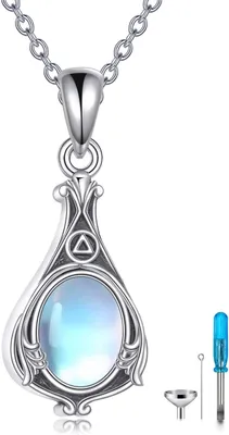 Productafbeelding van Asbakketting van 925 sterling zilver, met maansteen hanger, voor dames, herdenkingssieraad