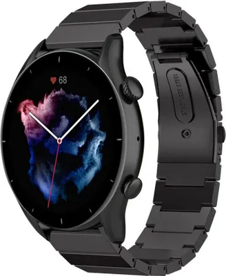 Produktbild von Strap-it Metallarmband - Kompatibel mit Amazfit GTR 3 (Pro) Armband Ersatzarmband Edelstahl - Faltschließe - Hochwertiges Material - für Smartwatch 22mm Armband Schwarz