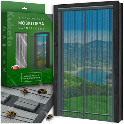 Obrázek produktu pro Kuketo | Moskytiéra na dveře - 80/90/100 x 210/220 cm - šedá - magnetická - snadná instalace
