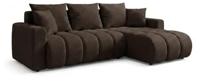 Produktbild von GIULIO L QUELLE GIULIO Ecksofa mit Schlaffunktion und Bettkasten L-Form Bouclé Dunkelbraun
