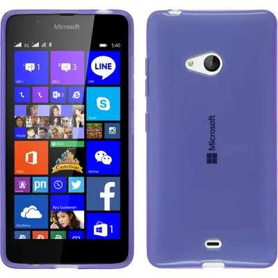 Produktbild von PhoneNatic Case kompatibel mit Microsoft Lumia 540 Dual - lila Silikon Hülle transparent + 2 Schutzfolien