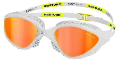 Produktbild von Restube Anti-Fog Schwimmbrille Herren Damen für Erwachsene, Schwimmbrille mit Panoramaglas, UV-Schutz, Verspiegelt, HCF Honeycomb Fit Nasensteg - Triathlon & Open Water