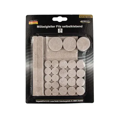 Immagine prodotto di MASTERPROOF PROFESSIONAL Assortimento di feltrini per mobili, beige, autoadesivi, 38 pezzi