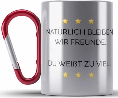 Produktbild von Trendation - Lustige Edelstahl Tasse Karabiner mit Spruch für Beste Freundin Arbeit Büro Lustig Edelstahl Tasse Karabinern Becher mit Sprüchen Kollegin Geschenk Sarkasmus (Rot)