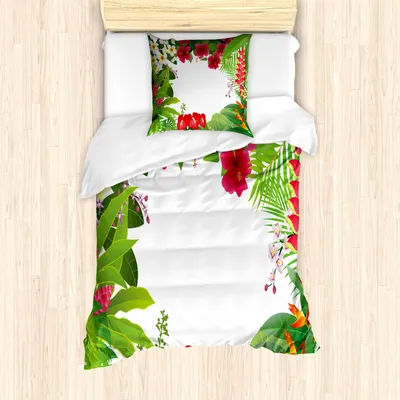 Produktbild von ABAKUHAUS Blatt Mantele, Plumeria Crepe Gingers, Milbensicher Allergiker geeignet mit Kissenbezügen, 135 cm x 200 cm - 80 x 80 cm, Pink Weiß