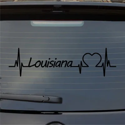 Produktbild von Heckscheibenaufkleber Louisiana Herzschlag Puls Staat USA Liebe 55x15 cm Schwarz Glanz Auto Aufkleber Sticker