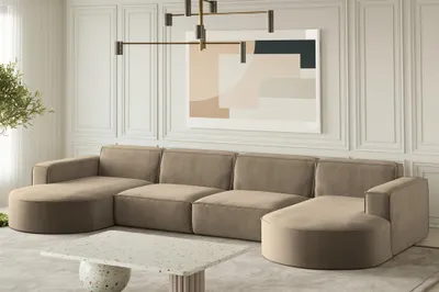 Produktbild von Wohnlandschaft U-Form Sofa PALMA XL in Stoff Noel Braun