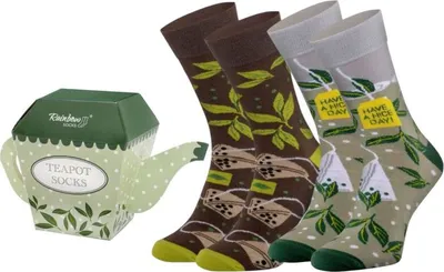 Produktbild von Rainbow Socks Alltagssocken Grüner Tee 2 Paar Lustiges Teekanne Geschenk Gr.36-40