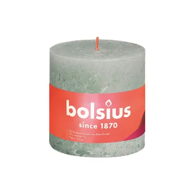 Produktbild von Bolsius Rustik Stumpenkerzen nebliges grün, Höhe: 10 cm, Ø 10 cm