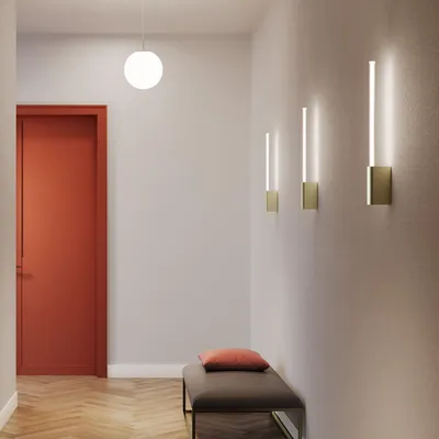 Productafbeelding van Briljante, cilindrische wandlamp met 5 LED's, gemaakt van wit gelakt aluminium, met instelbare kleurtemperatuur (2200 K - 3000 K), minimalistisch design, 50,7 cm