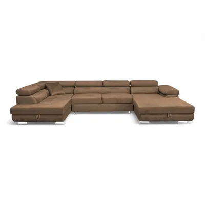 Produktbild von Sofiland Aller U-Form Ecksofa XXL Schlaffunktion 2 Bettkästen Hellbraun Links