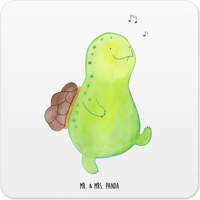 Produktbild von Mr. & Mrs. Panda Untersetzer für Gläser Schildkröte Pfeifen 10er Set - Weiß - Geschenk, Coaster, Schildkröten, Depression, Motivation, Tischuntersetzer, Glas-Untersetzer