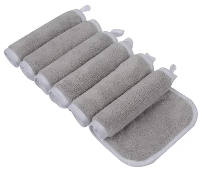 Productafbeelding van Waslappen van microvezel, badstof, 6 stuks. Make-up verwijderdoekjes, 15cm x 30cm, lichtgrijs