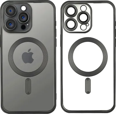 Produktbild von Wörleonline Handyhülle für iPhone 15 Pro Max Hülle mit Kameraschutz Titan-Farbton kompatibel mit MagSafe Case Cover Farbe: Titan Schwarz