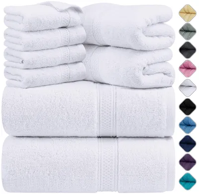 Productafbeelding van 8-Delige handdoekset - 2 badhanddoeken, 2 handdoeken en 4 washandjes