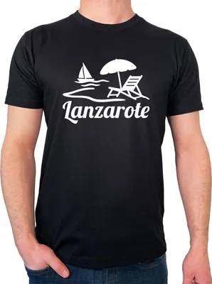 Produktbild von Huuraa Herren T-Shirt Lanzarote Inselmotiv Spanien XXL Black Bio Baumwolle Fairtrade Herrenshirt Geschenkidee